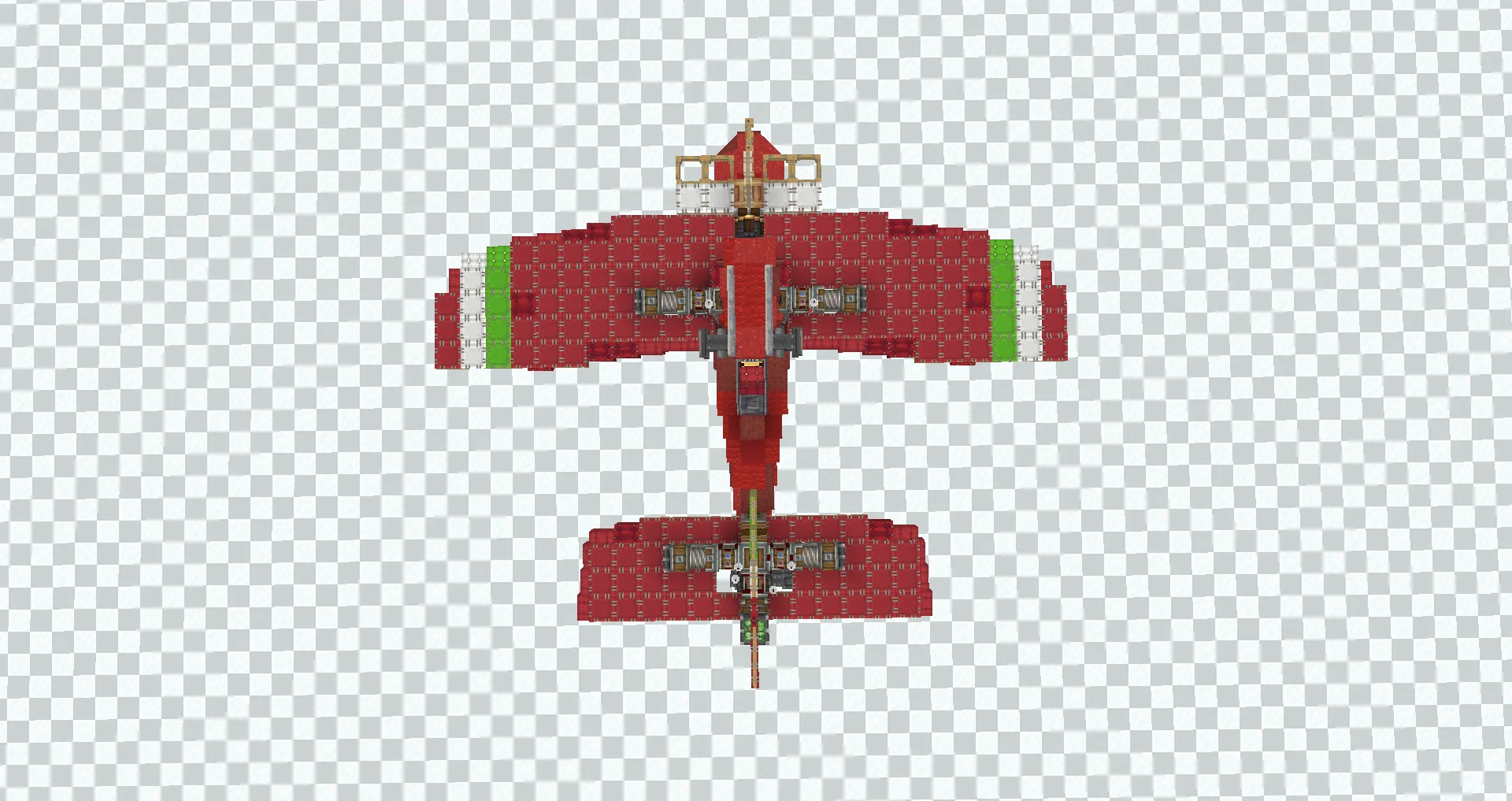 "Savoia-S.21" v1 from porco rosso with Red Sail, Copycat Layer, Copycat Slope Layer, Copycat Stacked Half Layer, Red Symmetric Sail, Copycat Slice, Red Envelope, and Mangrove Fence, visible proportions, and a 25 x 11 x 22 schematic footprint.