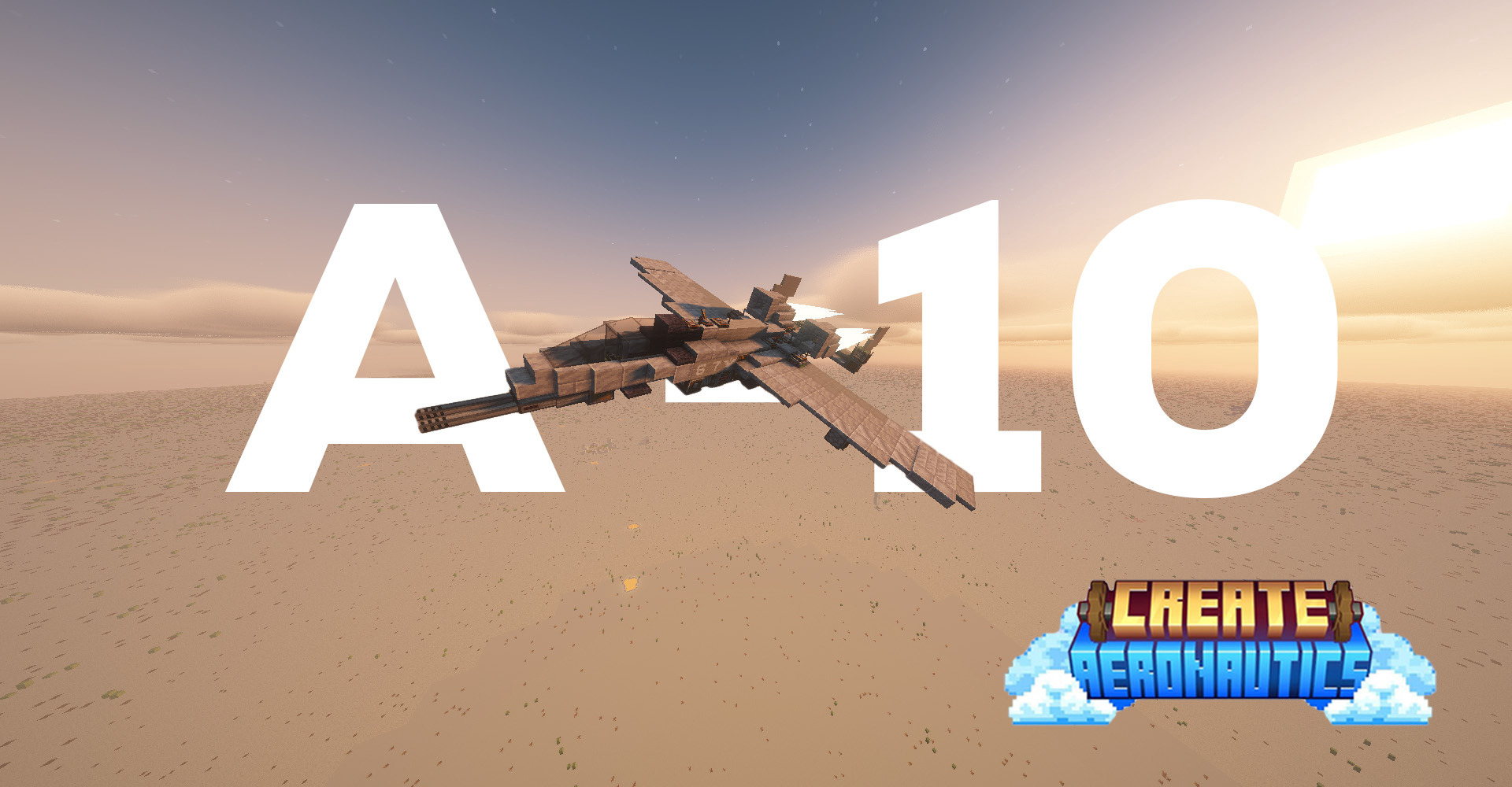 A-10 Aero aircraft with straight wings, compact fuselage, rear engine detail, cannon-themed parts, and Create Aeronautics hardware.