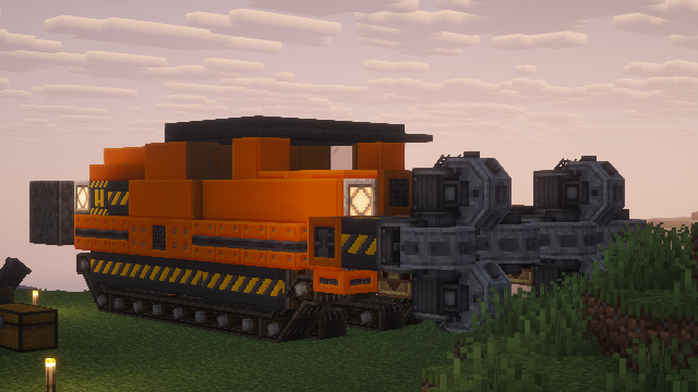 Compact Aeronautics mining machine with a small chassis, exposed mechanical parts, utility body, off-road hardware, and Create machinery.