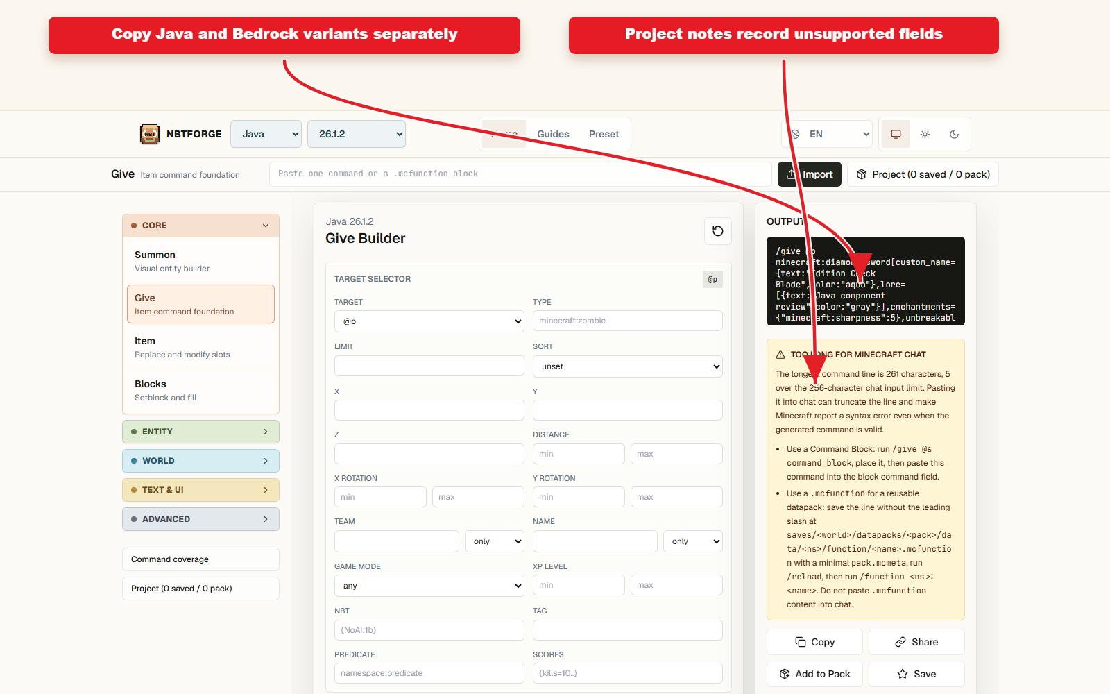 Output compatible Copy pour la liste de contrôle prédéfinie des objets inter-éditions.