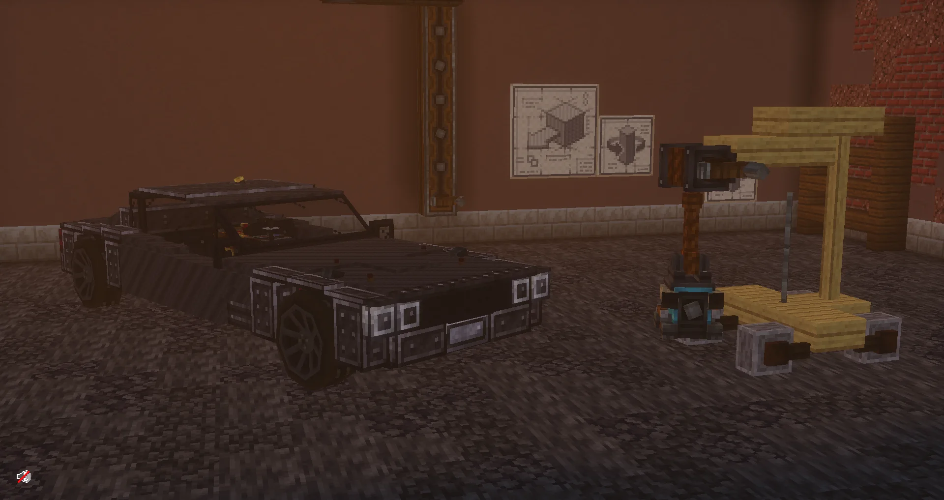 Dodge Challenger 1968 with Framed Collapsible Copycat Block, Copycat Board, Copycat Byte Panel, Redstone Link, Copycat Trapdoor, Copycat Layer, Copycat Stacked Half Layer, and Wheel Mount, visible proportions, and a 13 x 4 x 5 schematic footprint.