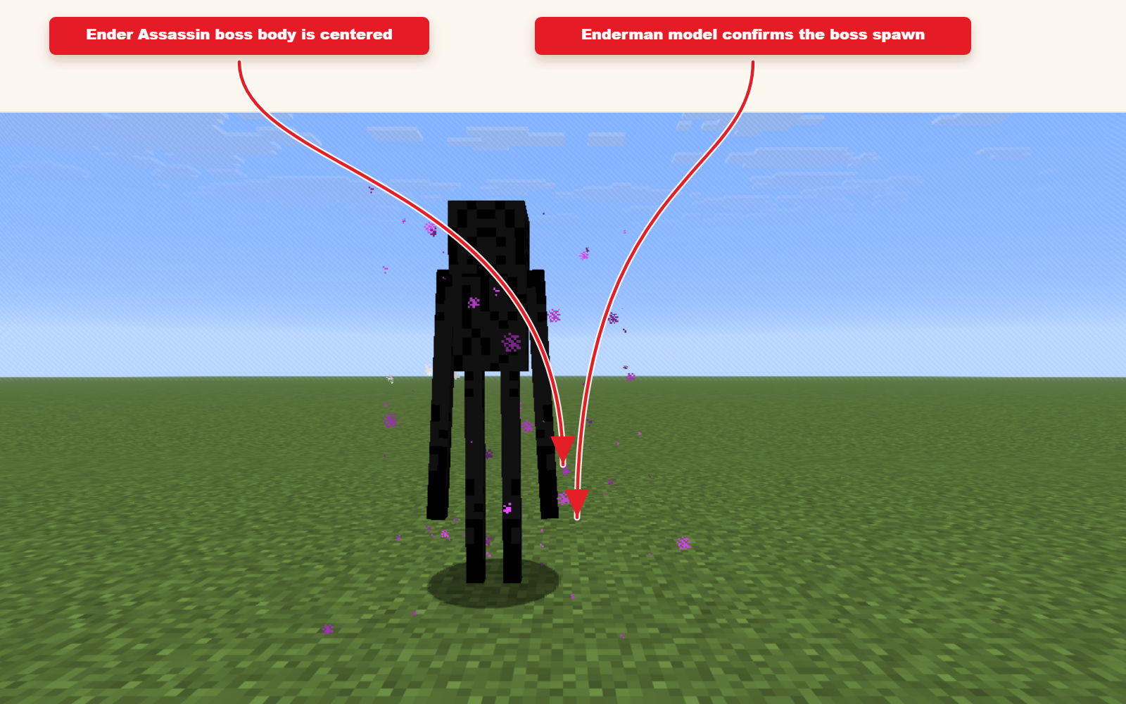 Screenshot im Spiel, der Ender Assassin zeigt, der aus der Boss-Preset hervorgegangen ist.