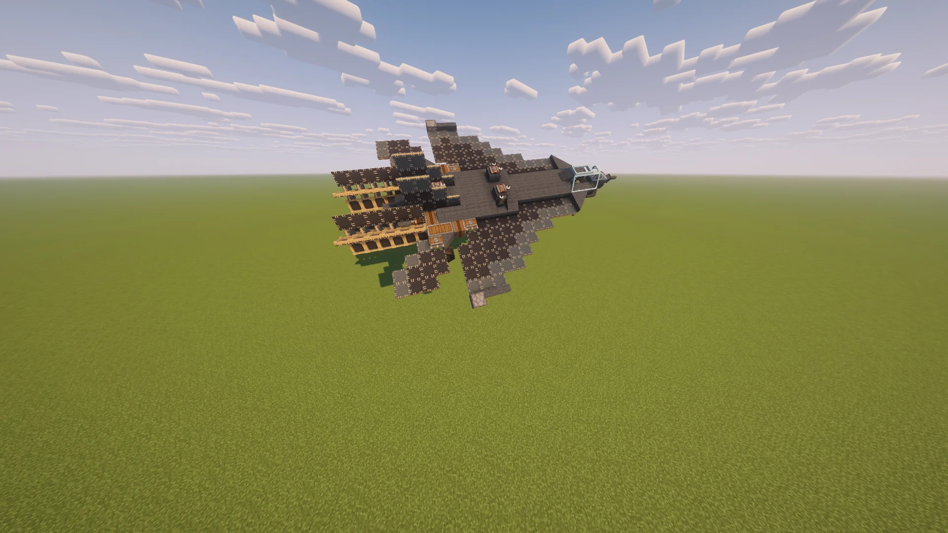 Ảnh xem trước I made fastest fighter jet using create aeronautics với các chi tiết chính như độ cân thân, dáng đáp, khoảng hở đuôi hoặc rotor, phía điều khiển và khoảng trống quanh bãi đáp.