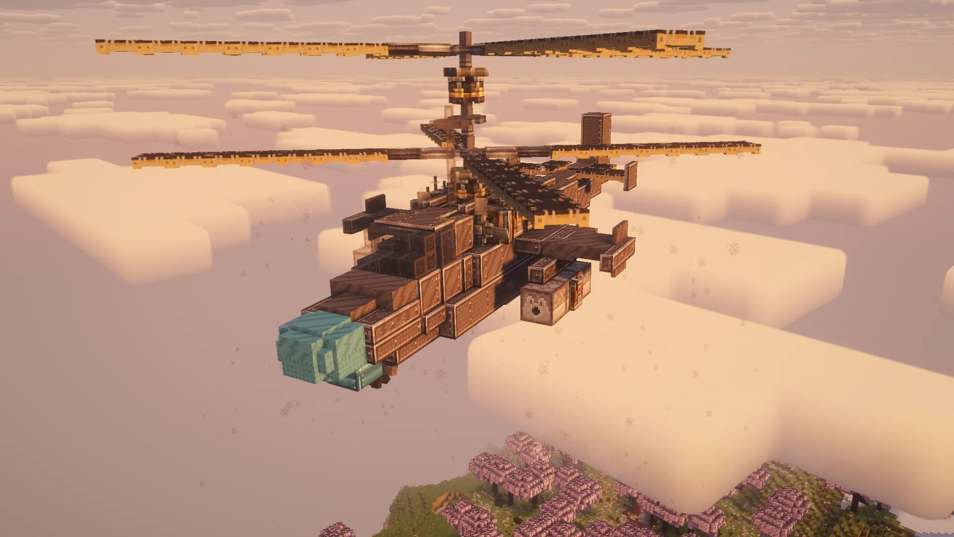 KA-52 Alligator Survival Friendly with Black Symmetric Sail, Copycat Slab, Gray Slashed Locometal, Copycat Stacked Half Layer, Copycat Layer, Gray Riveted Locometal, Copycat Step, and Redstone Link, visible proportions, and a 21 x 9 x 19 schematic footprint.