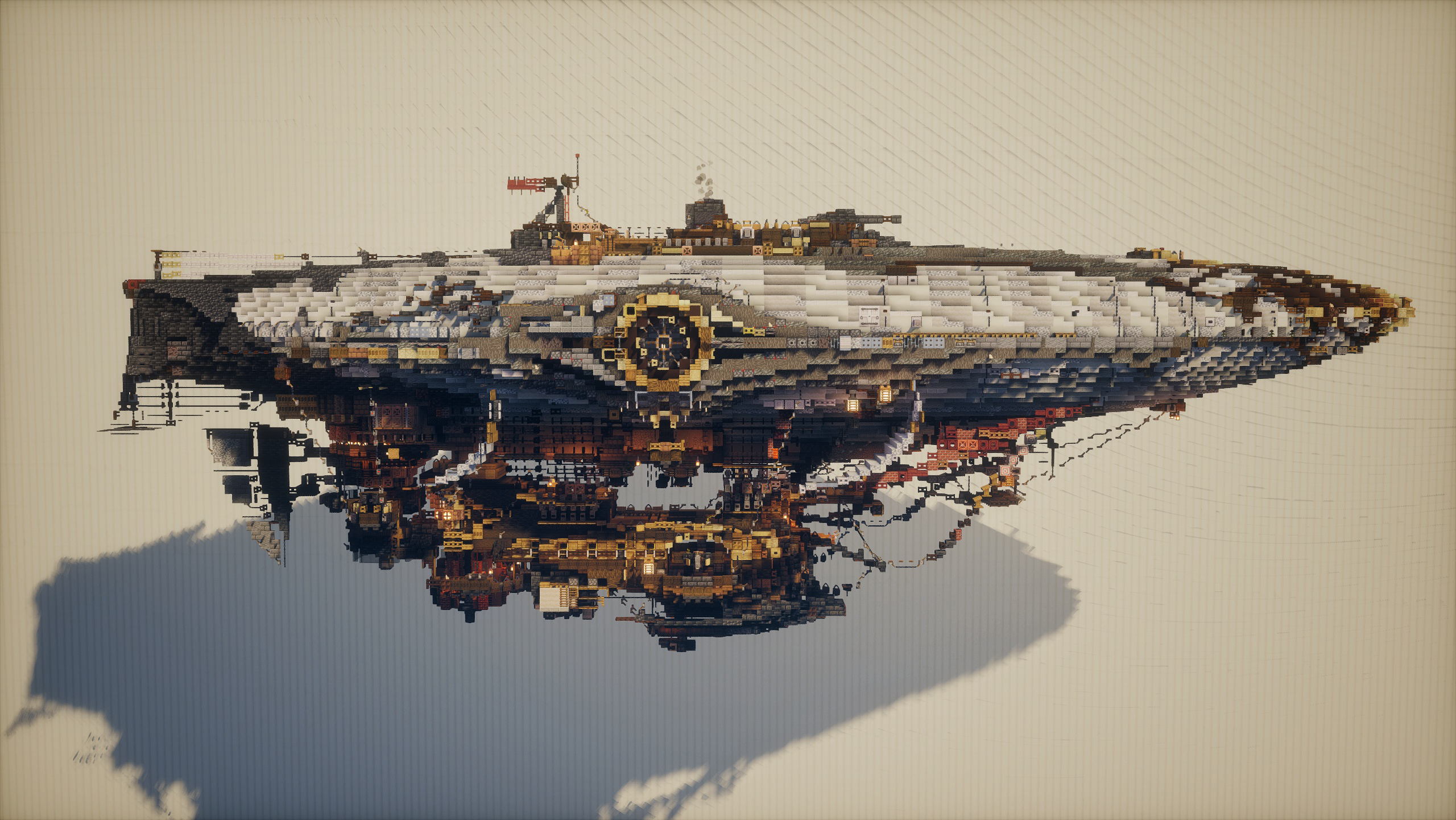 Narboli class airship with a large hull, high envelope volume, heavy side profile, cannon-themed components, and Aeronautics machinery.