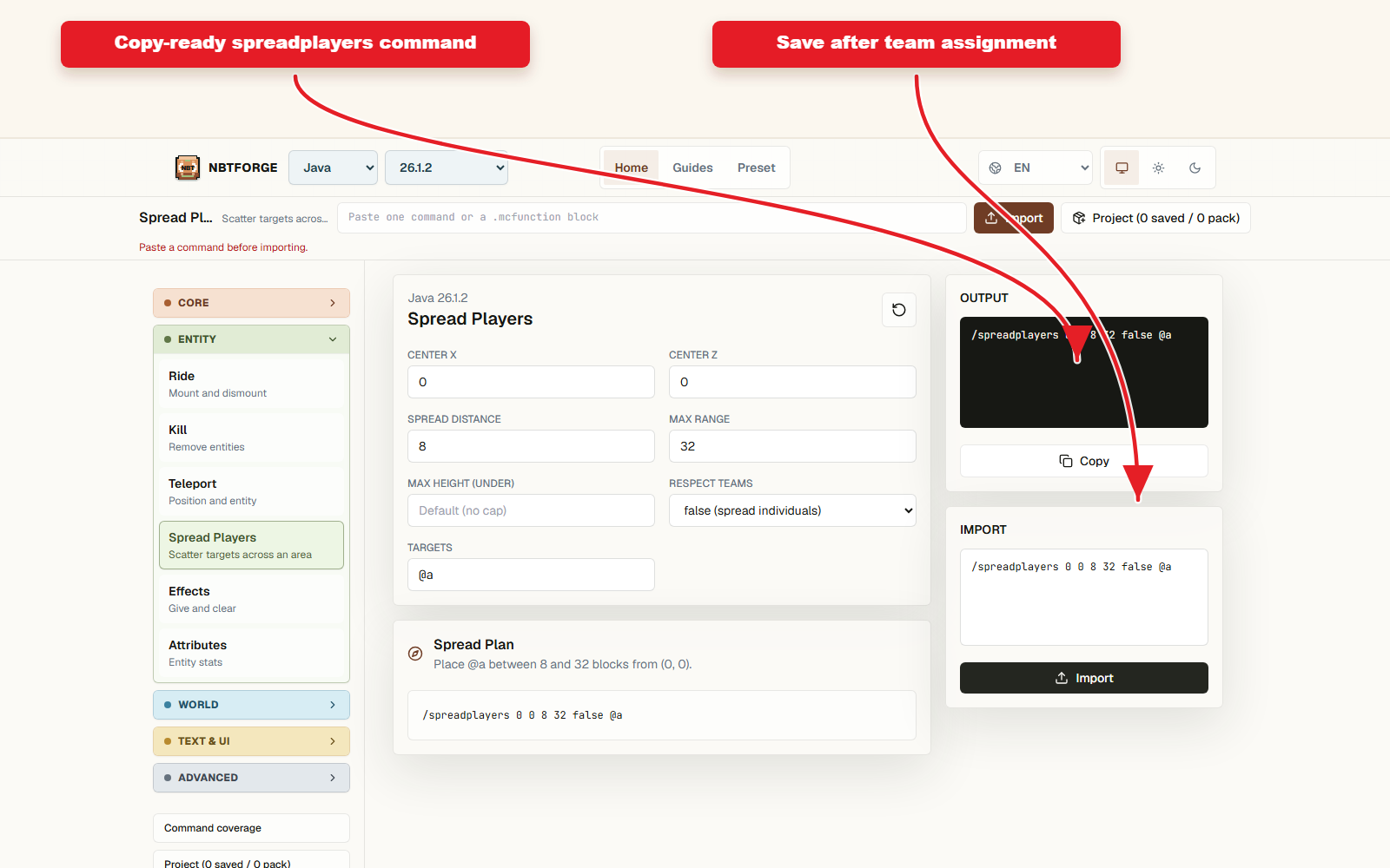 Output compatible Copy pour les presets Spreadplayers pour les mini-jeux.