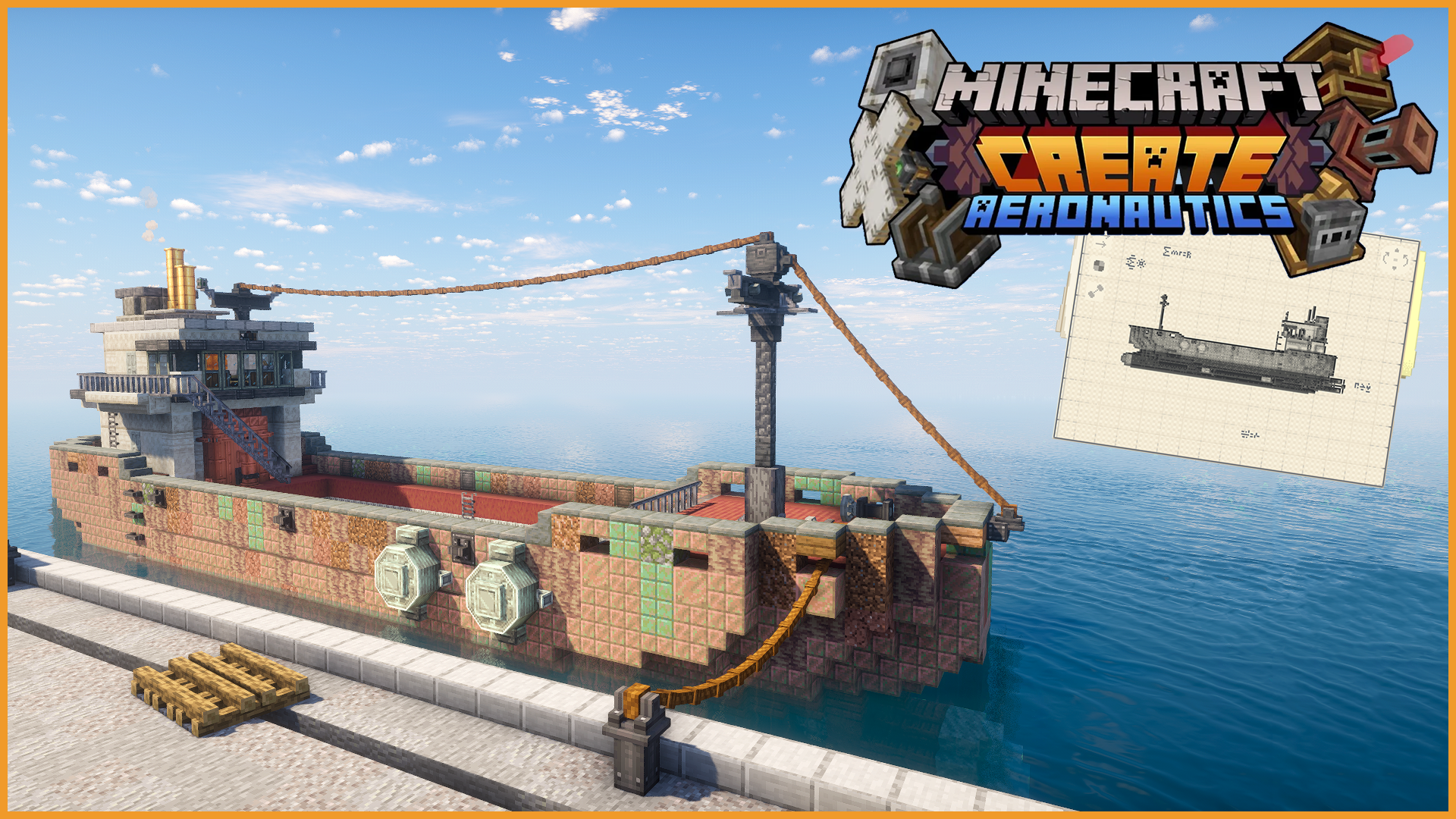 SS Albatross cargo ship with a long hull, cargo deck, cabin structure, railing detail, mast elements, and harbor-ready profile.