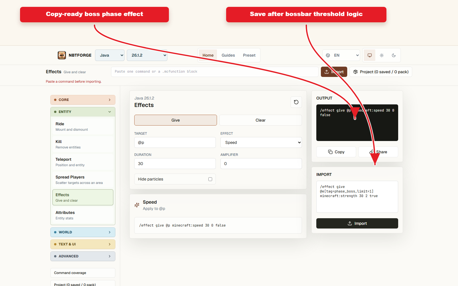 Output compatible Copy pour le preset d'effet de force pour les phases de boss.