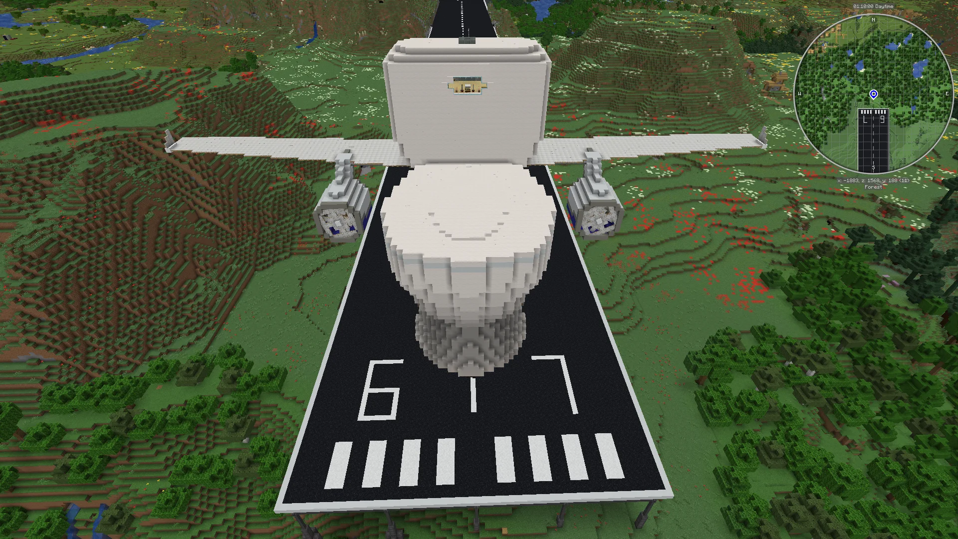 Ảnh xem trước The Flying Throne (Toilet) FT-8 với các chi tiết chính như độ cân thân, dáng đáp, khoảng hở đuôi hoặc rotor, phía điều khiển và khoảng trống quanh bãi đáp.