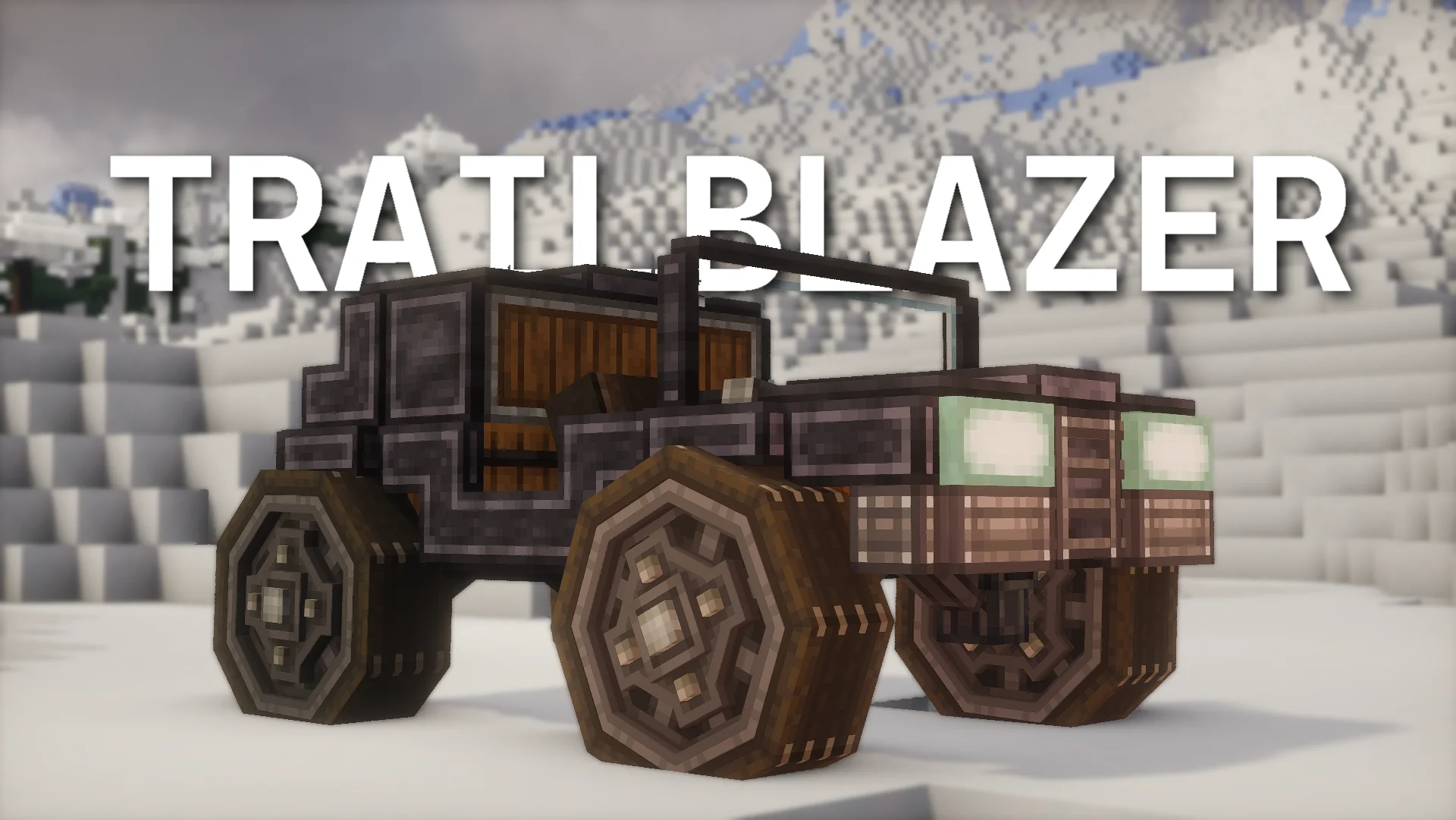 Offroad Trailblazer with Copycat Layer, Copycat Slice, Copycat Byte Panel, Copycat Vertical Slice, Copycat Stacked Half Layer, Wheel Mount, Andesite Encased Cogwheel, and Kelp Seat, visible proportions, and a 5 x 4 x 8 schematic footprint.