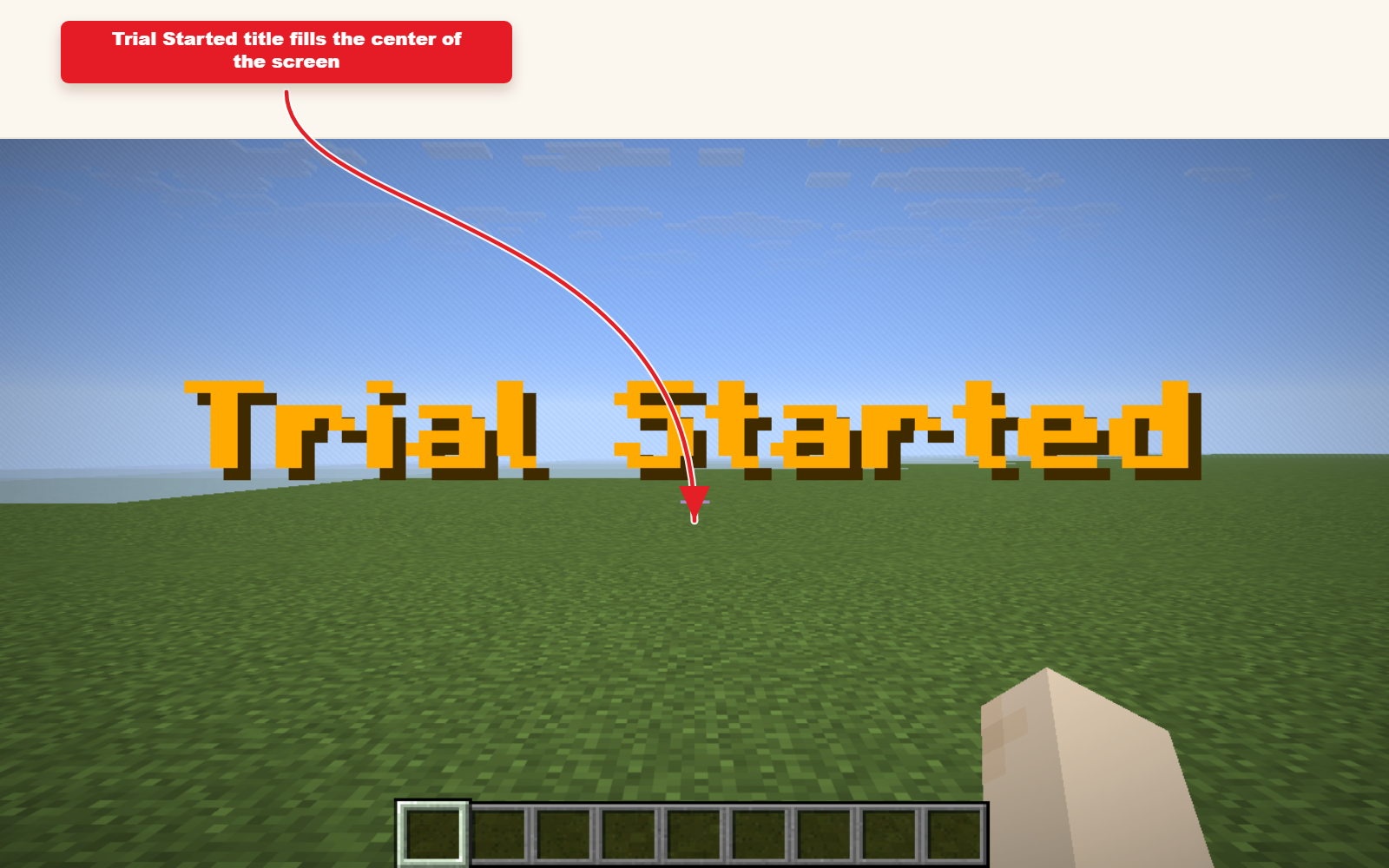 퀘스트 메시지 결과에 대한 제목 preset을 보여주는 게임 내 Minecraft 스크린샷.