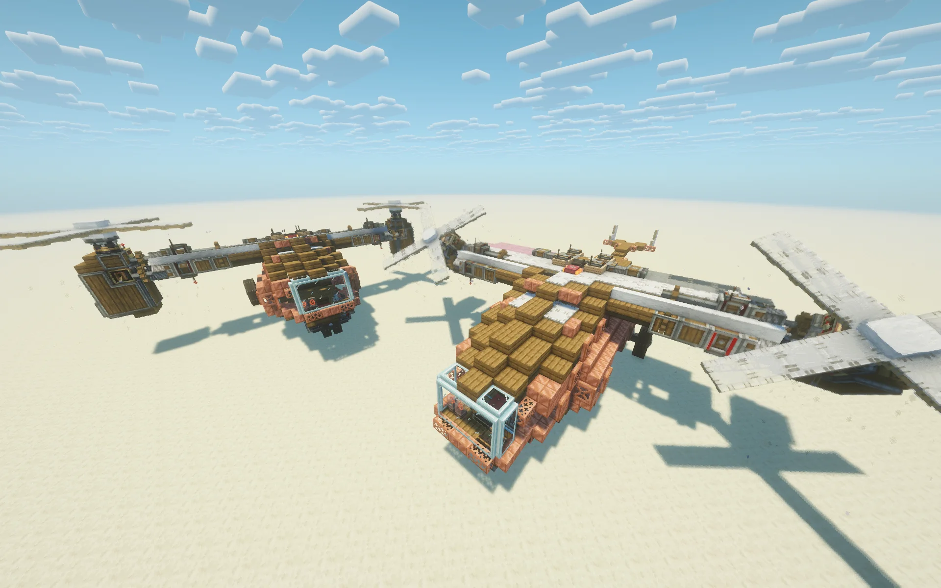 V22 Osprey VTOL Helicopter Plane with Spruce Slab, Copycat Panel, White Sail, Copycat Step, Cut Copper Stairs, Spruce Stairs, Redstone Link, and Iron Block, visible proportions, and a 30 x 10 x 29 schematic footprint.
