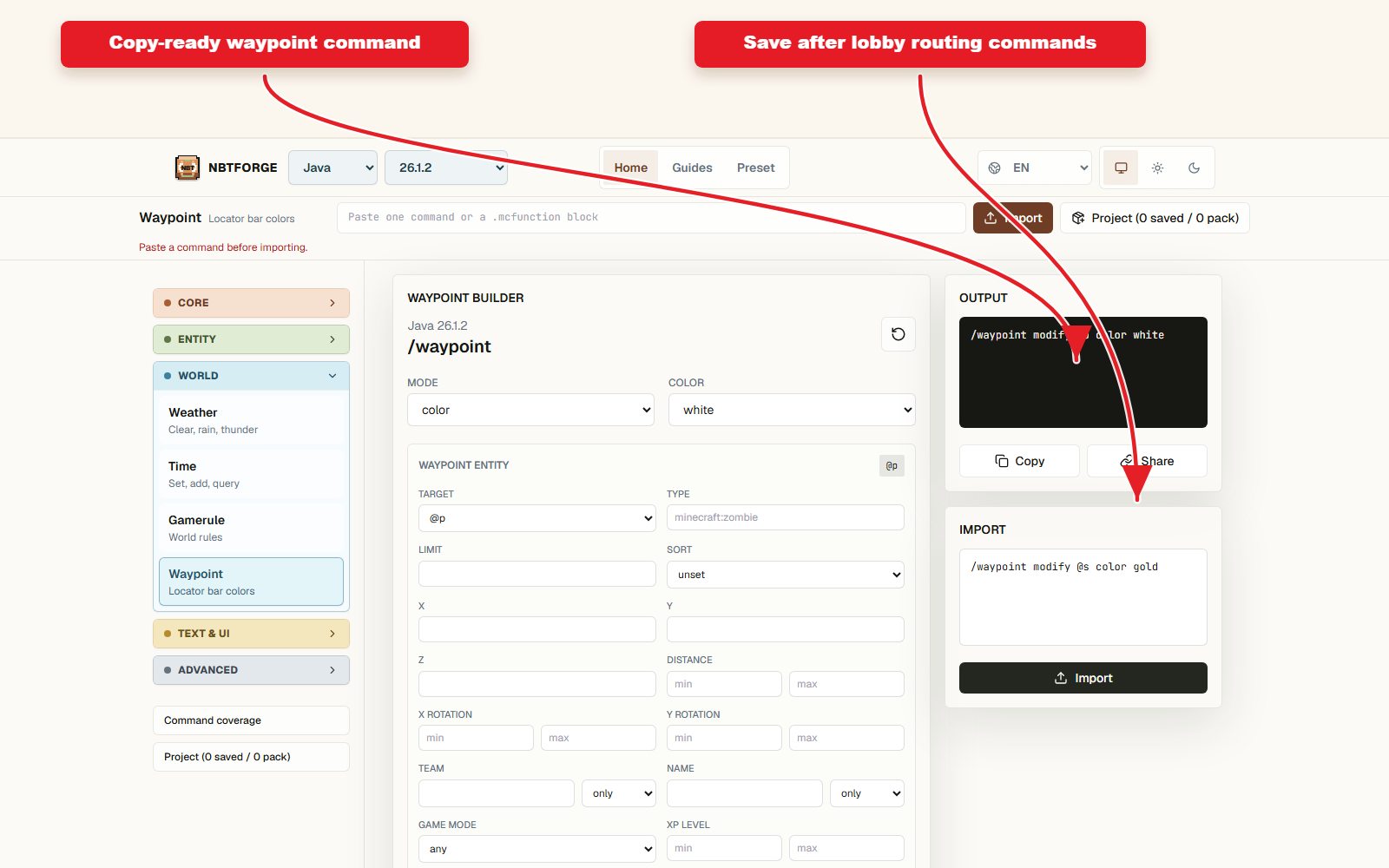 Output compatible Copy pour le preset de point de cheminement pour les barres de localisation.
