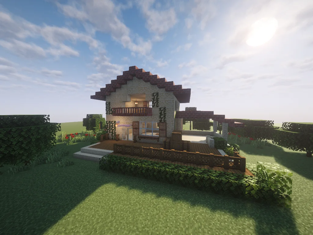Winery Restaurant House with Sandstone, Brick Slab, Oak Leaves, Spruce Planks, Cut Sandstone, Sandstone Wall, Vine, and Spruce Lattice Fence, visible proportions, and a 19 x 12 x 24 schematic footprint.